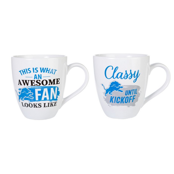 Detroit Lions Coffee Mug 17oz Ceramic 2 Piece Set with Gift Box