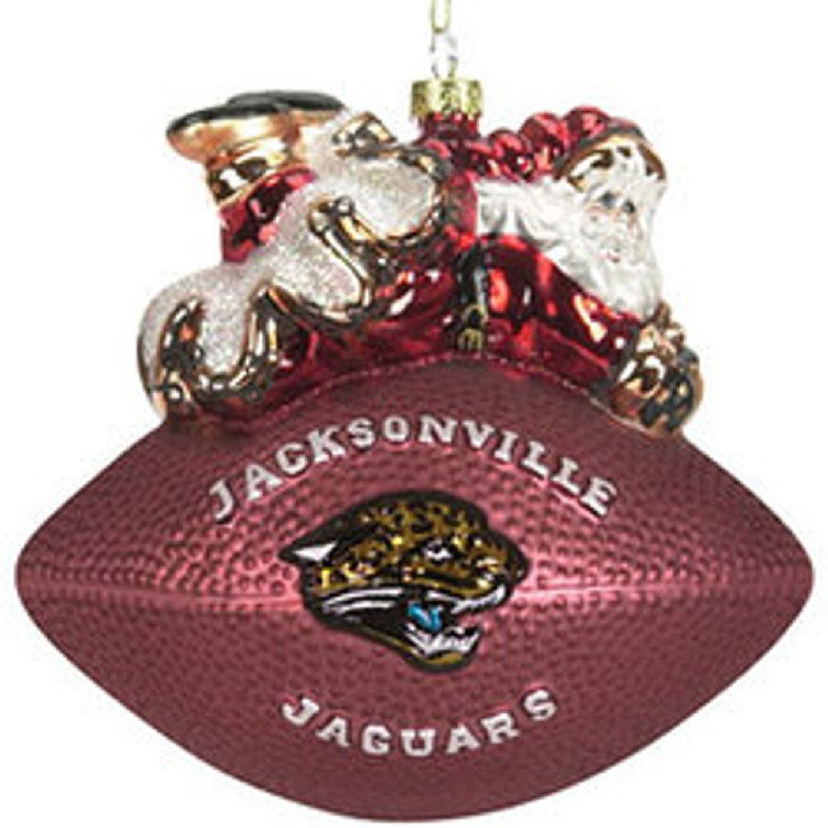 Jacksonville Jaguars Ornament 5 1/2 Inch Peggy Abrams Glass Football CO