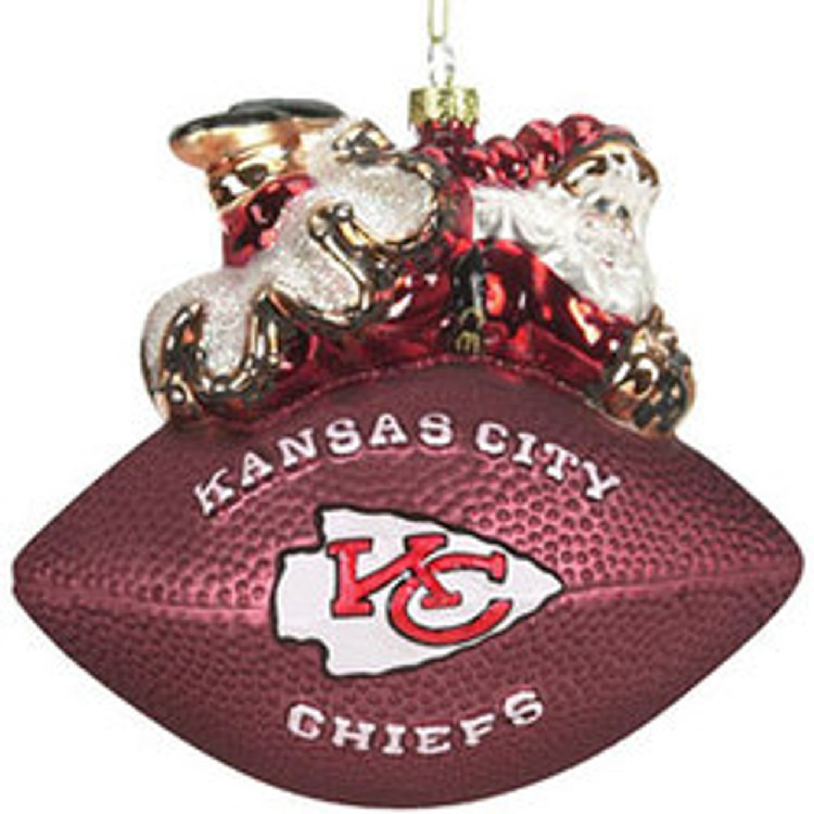 Kansas City Chiefs Ornament 5 1/2 Inch Peggy Abrams Glass Football CO