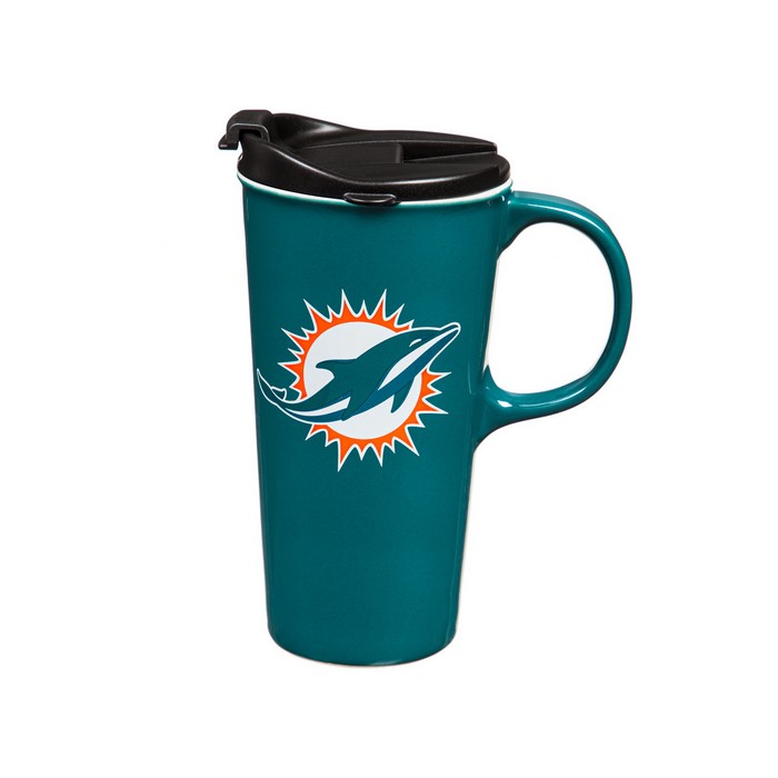 Evergreen Enterprises Miami Dolphins Drink 17oz Travel Latte Boxed