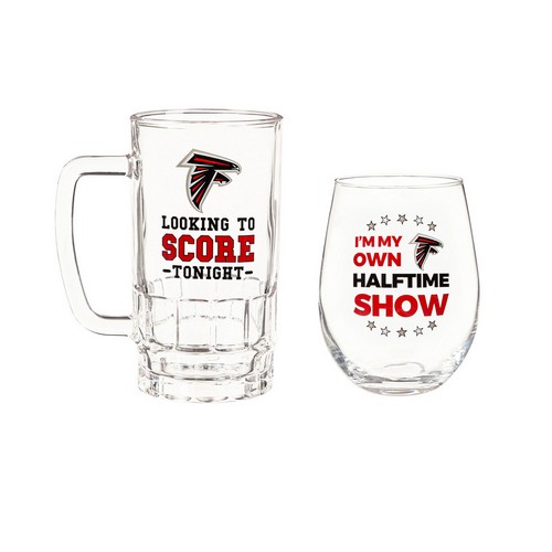 Evergreen Enterprises Atlanta Falcons Drink Set Boxed 17oz Stemless Wine and 16oz Tankard