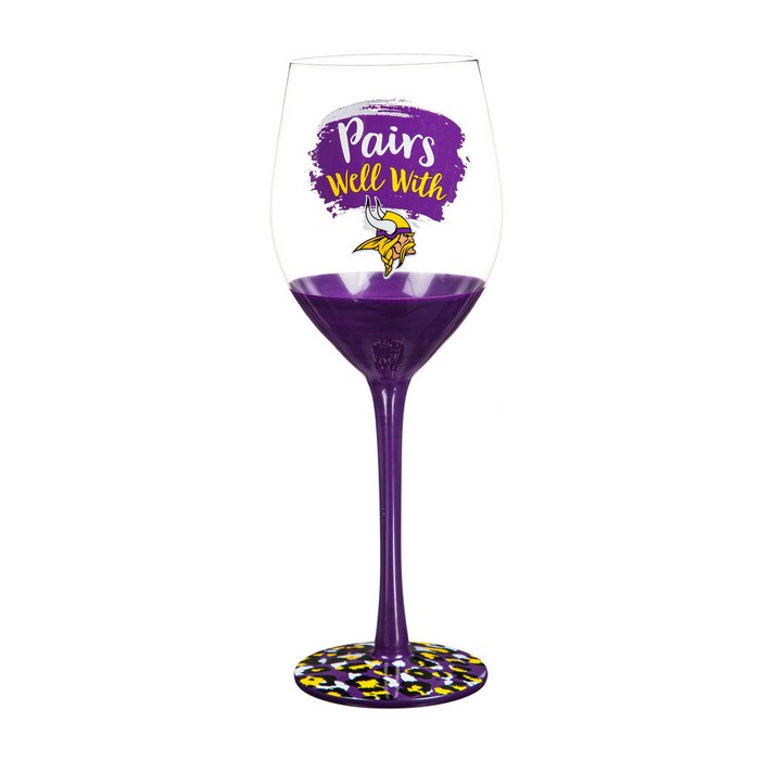 Evergreen Enterprises Minnesota Vikings Glass 17oz Wine Stemmed Boxed