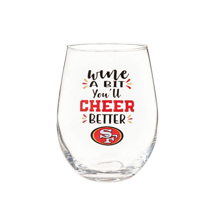 Evergreen Enterprises San Francisco 49ers Glass 17oz Wine Stemless Boxed