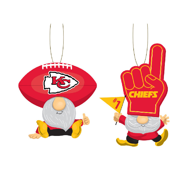 Kansas City Chiefs Ornament Gnome Fan 2 Pack