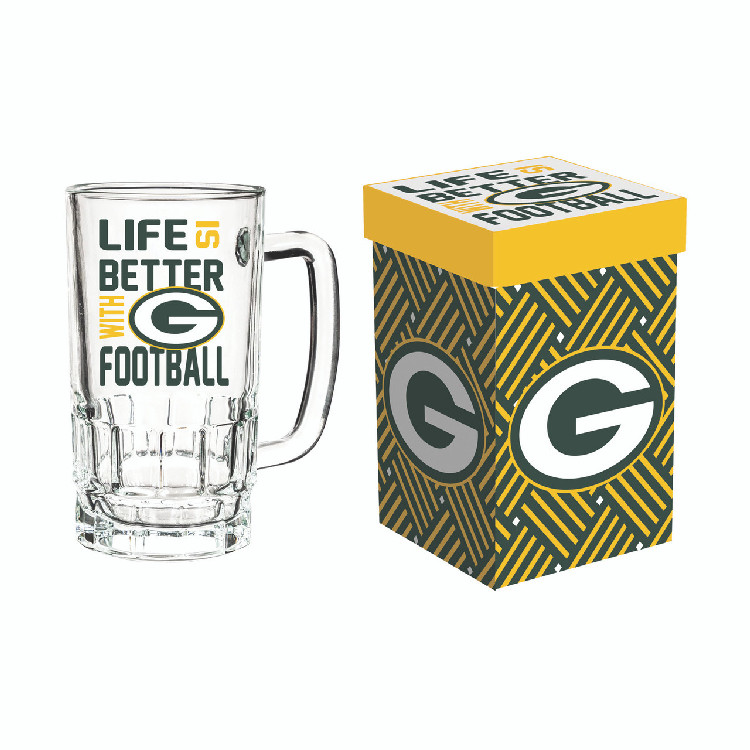 Green Bay Packers Glass 18oz Tankard Boxed