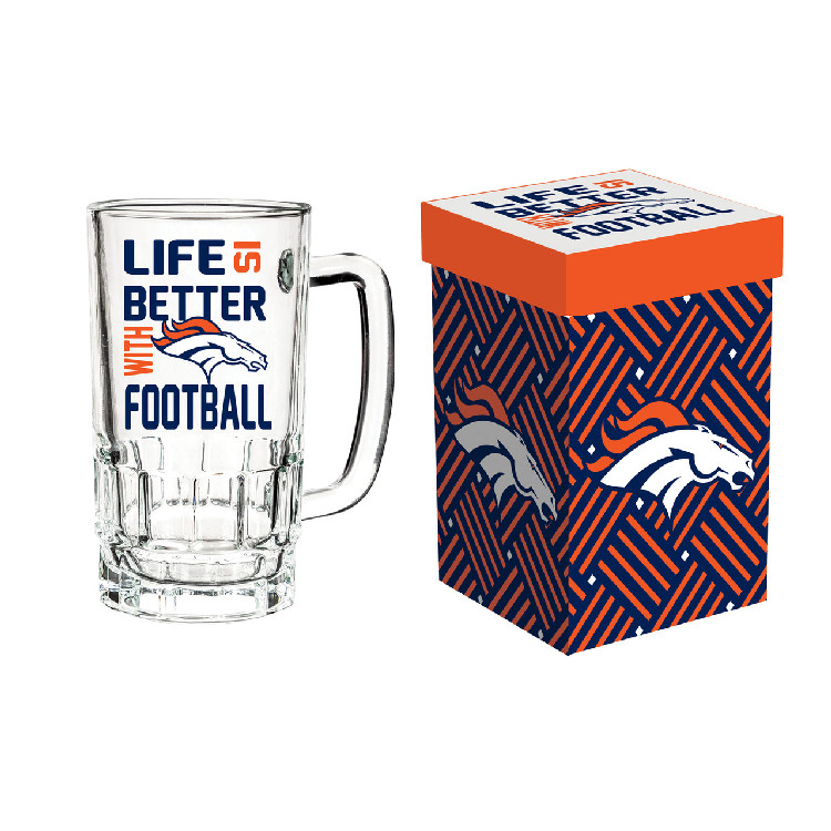 Denver Broncos Glass 18oz Tankard Boxed