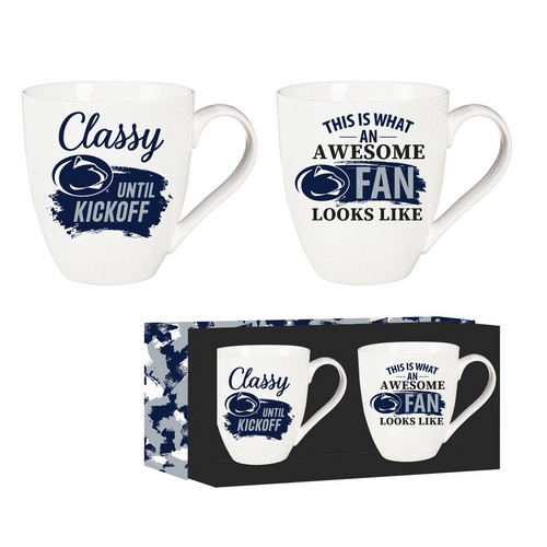 Evergreen Enterprises Penn State Nittany Lions Coffee Mug 17oz Ceramic 2 Piece Set with Gift Box