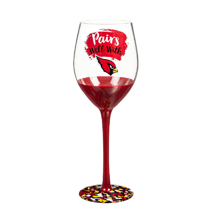 Arizona Cardinals Glass 17oz Wine Stemmed Boxed