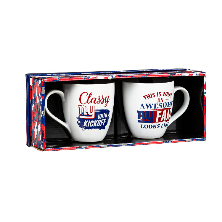 New York Giants Coffee Mug 17oz Ceramic 2 Piece Set with Gift Box