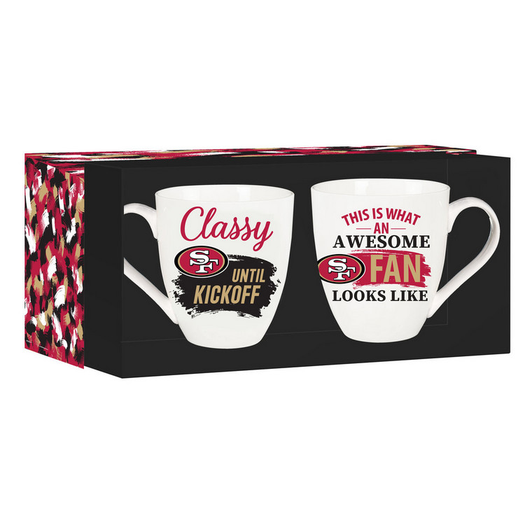 San Francisco 49ers Coffee Mug 17oz Ceramic 2 Piece Set with Gift Box