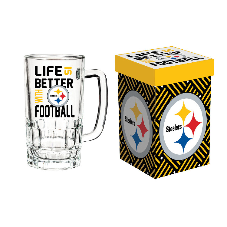 Pittsburgh Steelers Glass 18oz Tankard Boxed