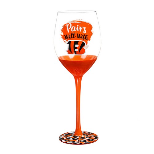 Cincinnati Bengals Glass 17oz Wine Stemmed Boxed