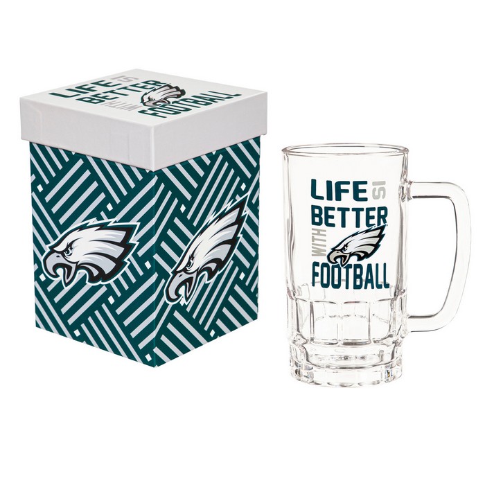 Philadelphia Eagles Glass 18oz Tankard Boxed