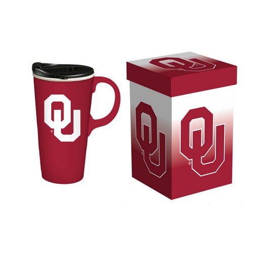 Evergreen Enterprises Oklahoma Sooners Drink 17oz Travel Latte Boxed