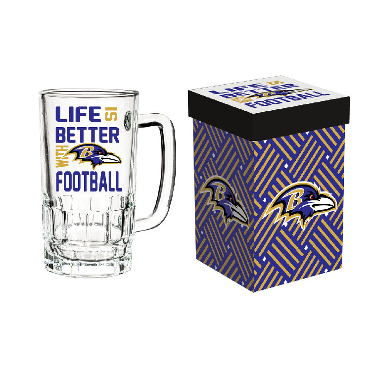 Baltimore Ravens Glass 18oz Tankard Boxed