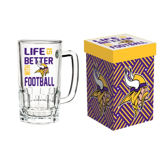 Evergreen Enterprises Minnesota Vikings Glass 18oz Tankard Boxed