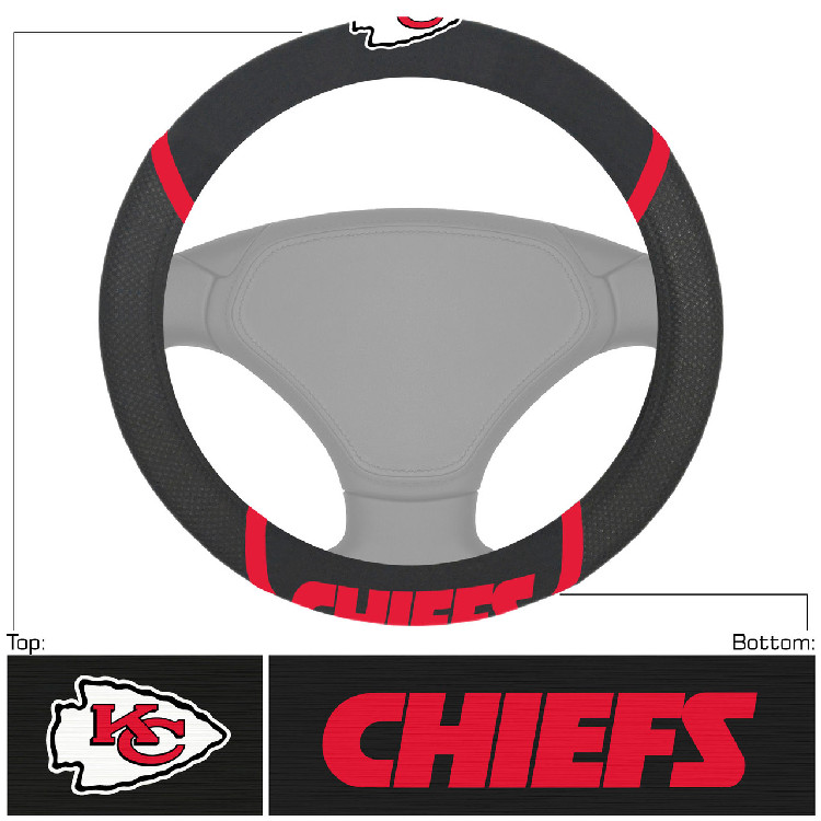 Kansas City Chiefs Steering Wheel Cover Mesh/Stitched