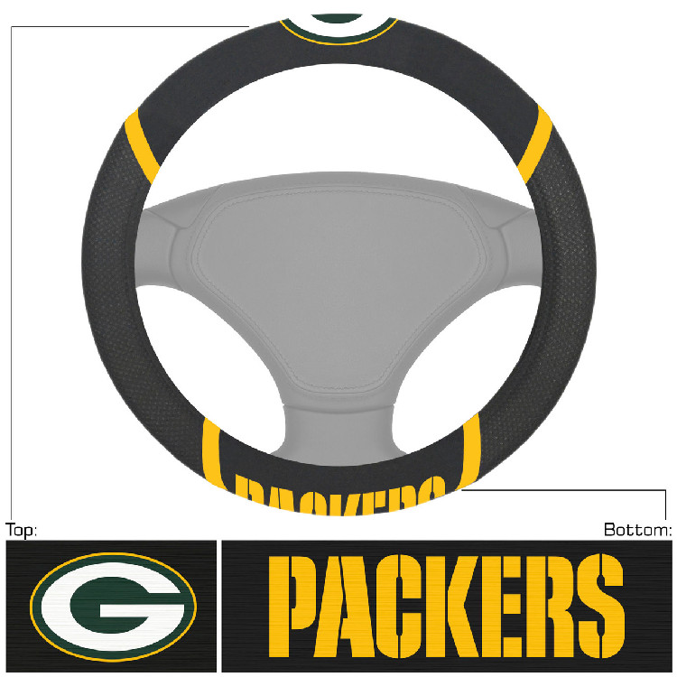 Green Bay Packers Steering Wheel Cover Mesh/Stitched