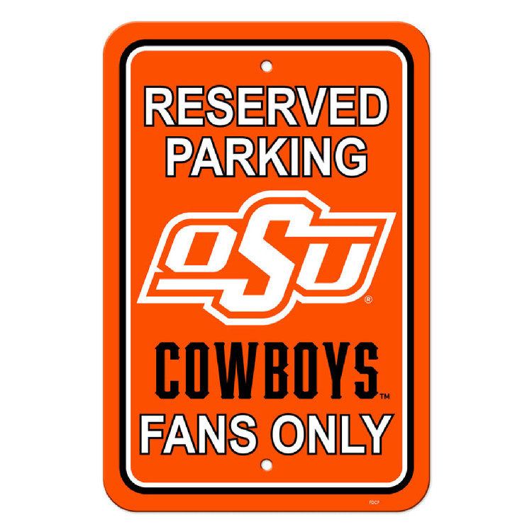 Oklahoma State Cowboys Sign 12x18 Plastic Reserved Parking Style CO