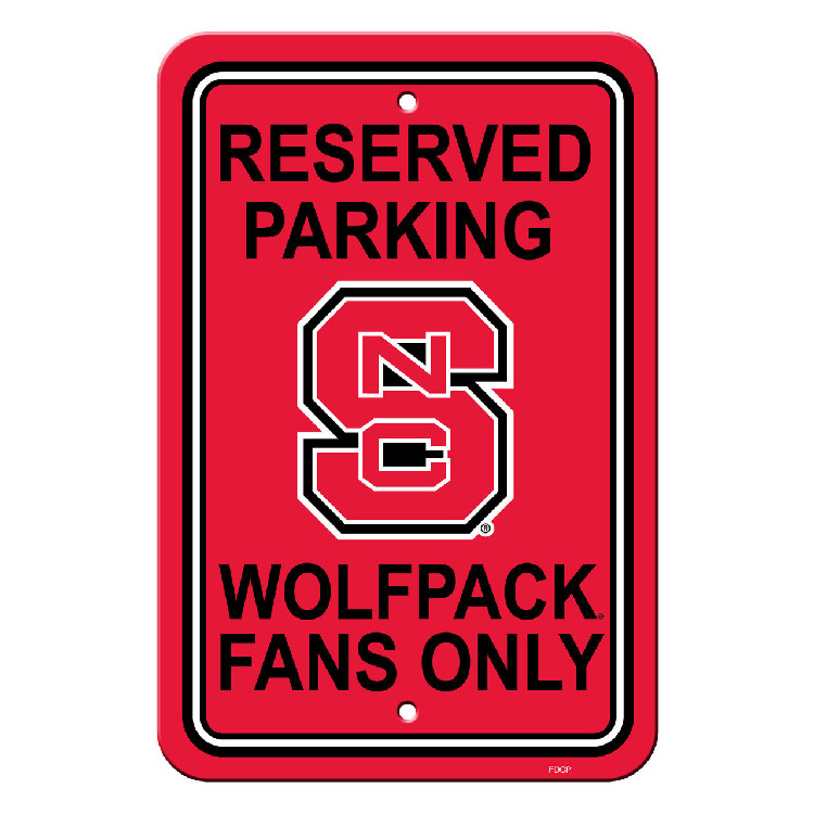 North Carolina State Wolfpack Sign 12x18 Plastic Reserved Parking Style CO