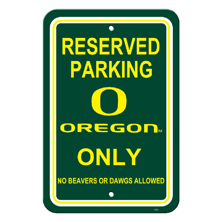 Oregon Ducks Sign 12x18 Plastic Reserved Parking Style CO