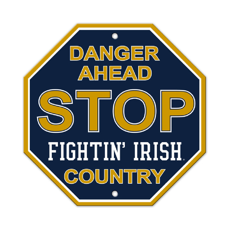 Notre Dame Fighting Irish Sign 12x12 Plastic Stop Style CO