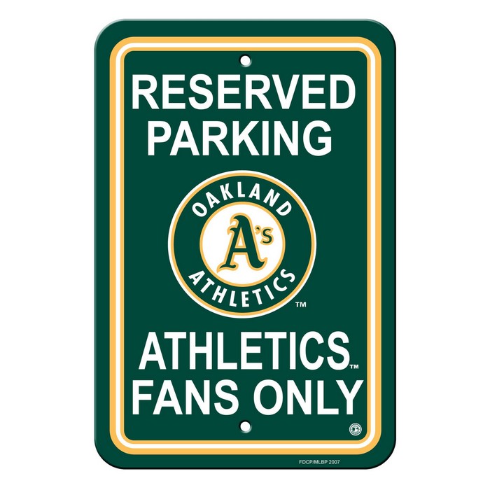 Oakland Athletics Sign 12x18 Plastic Reserved Parking Style CO