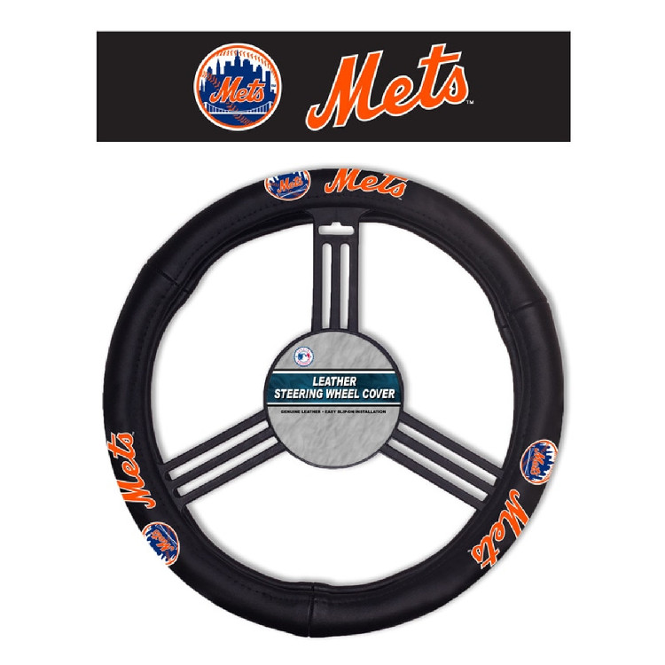 New York Mets Steering Wheel Cover Leather CO