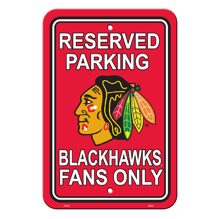 Chicago Blackhawks Sign 12x18 Plastic Reserved Parking Style CO