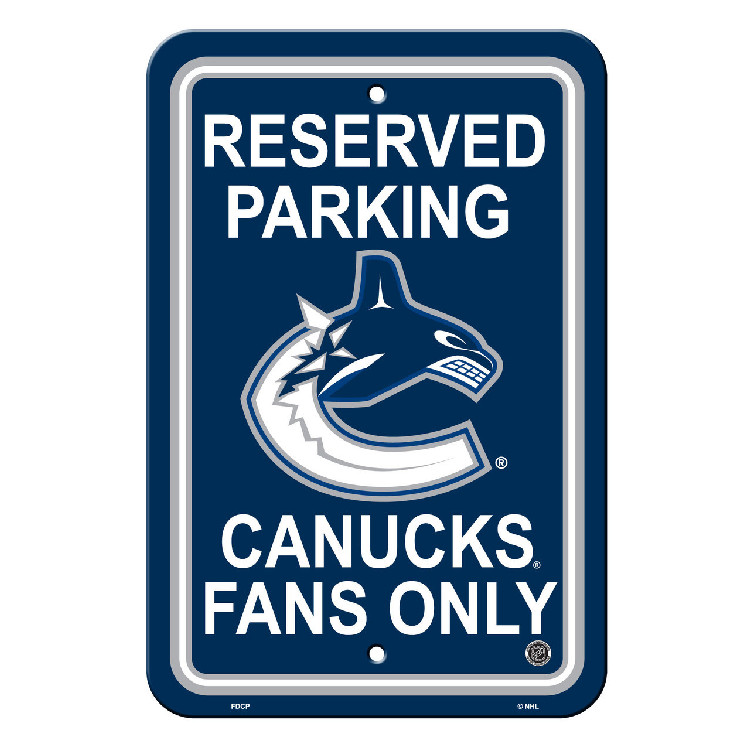 Vancouver Canucks Sign 12x18 Plastic Reserved Parking Style CO