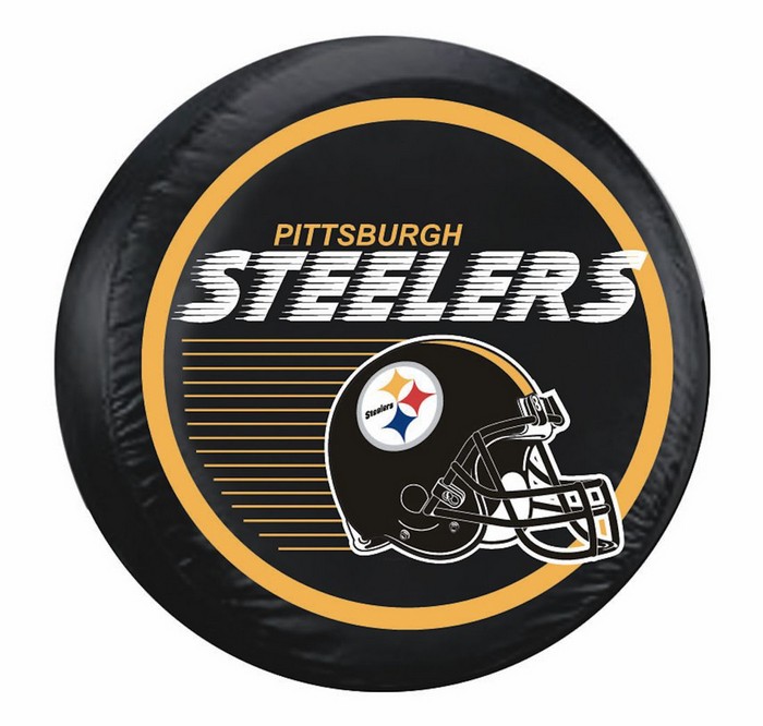 Fremont Die Pittsburgh Steelers Tire Cover Standard Size Black Helmet Design CO