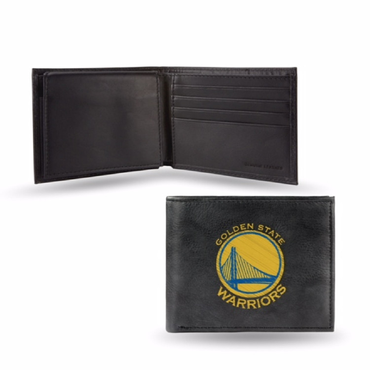 Golden State Warriors Wallet Billfold Leather Embroidered Black