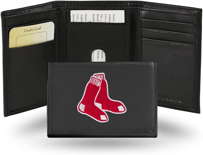 Boston Red Sox Wallet Trifold Leather Embroidered