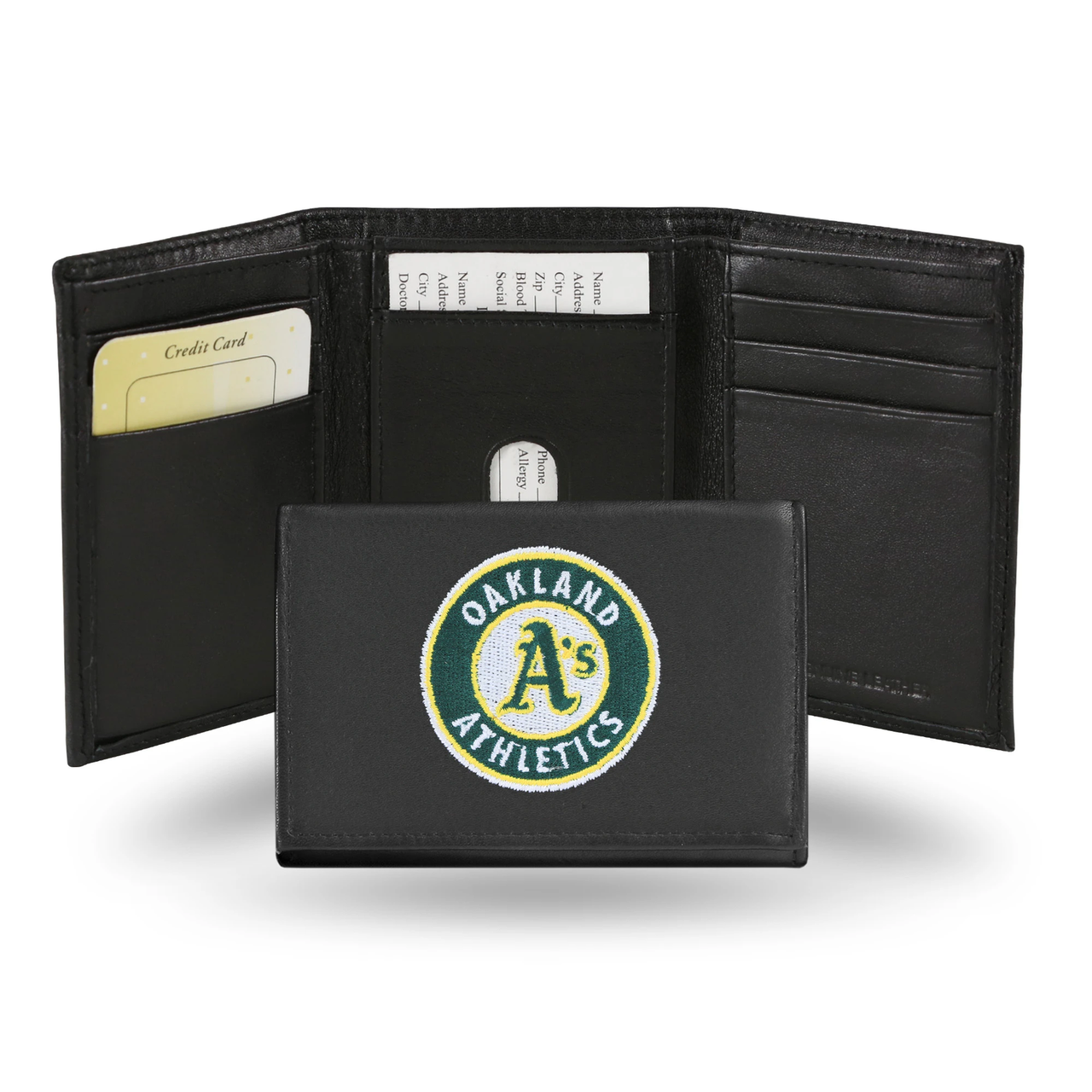 Oakland Athletics Wallet Trifold Leather Embroidered