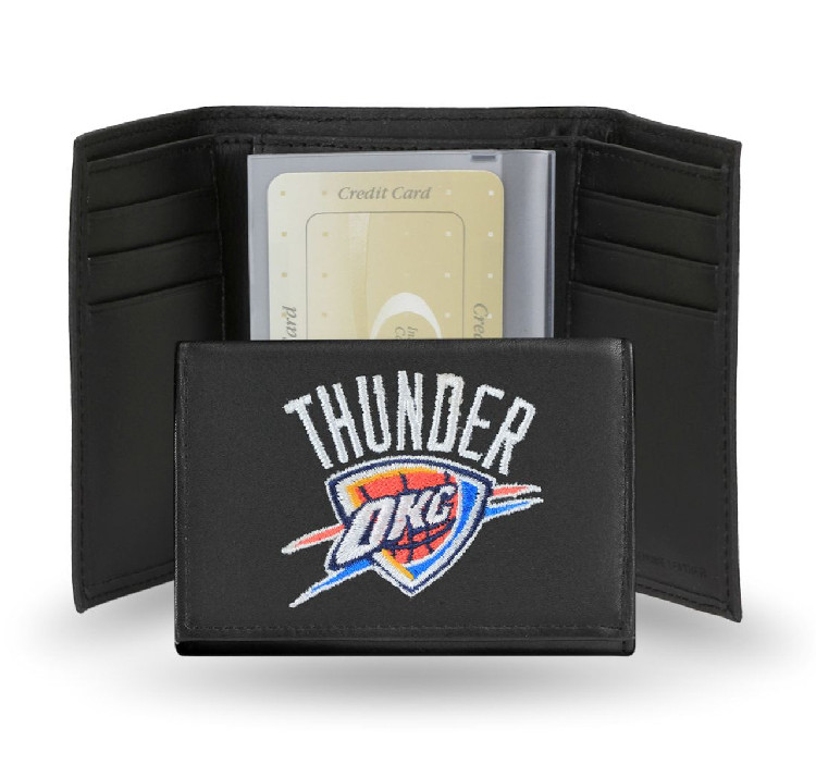 Oklahoma City Thunder Embroidered Leather Tri-Fold Wallet