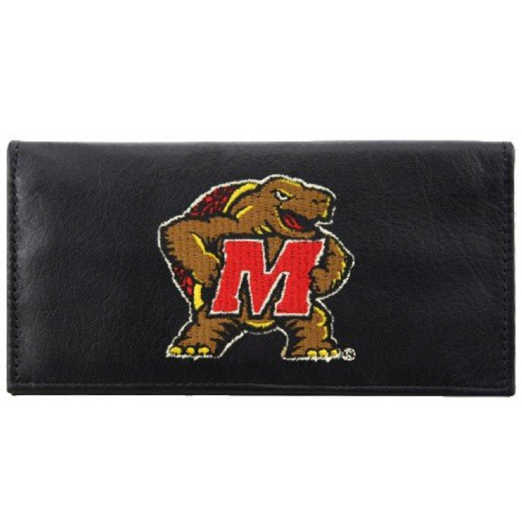 Maryland Terrapins Checkbook Cover Embroidered Leather CO