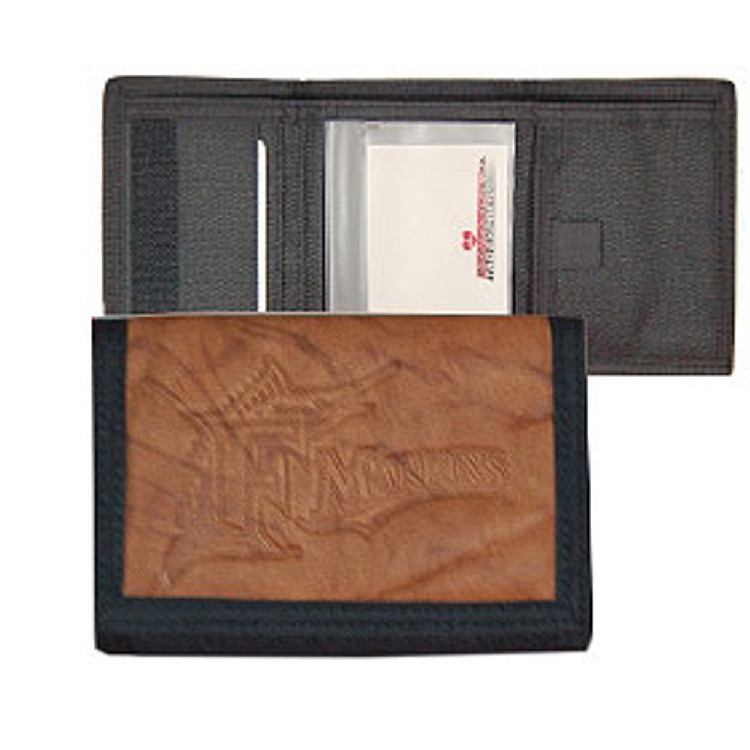 Florida Marlins Leather/Nylon Embossed Tri-Fold Wallet