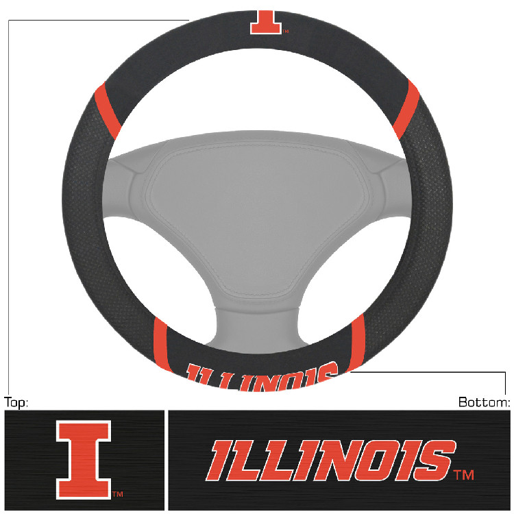 Illinois Fighting Illini Steering Wheel Cover Mesh/Stitched