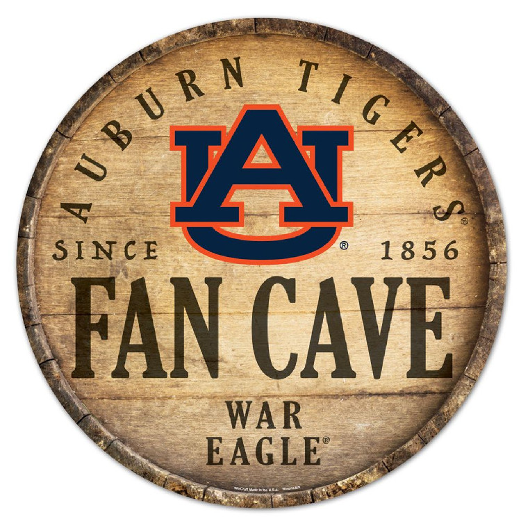 Auburn Tigers Sign Wood 14 Inch Round Barrel Top Design