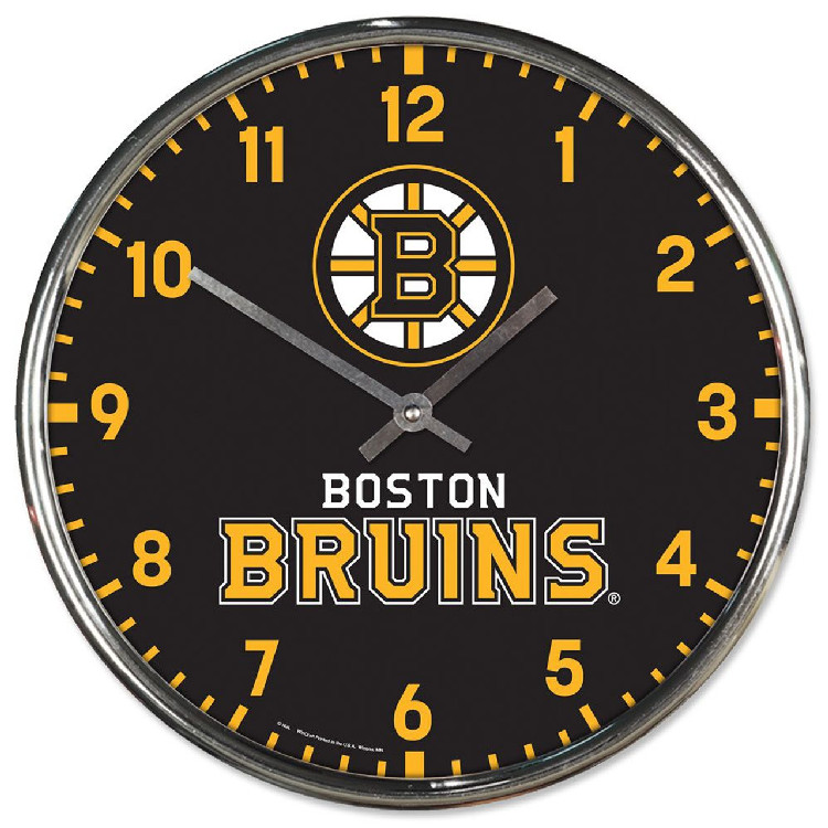 Boston Bruins Round Chrome Wall Clock