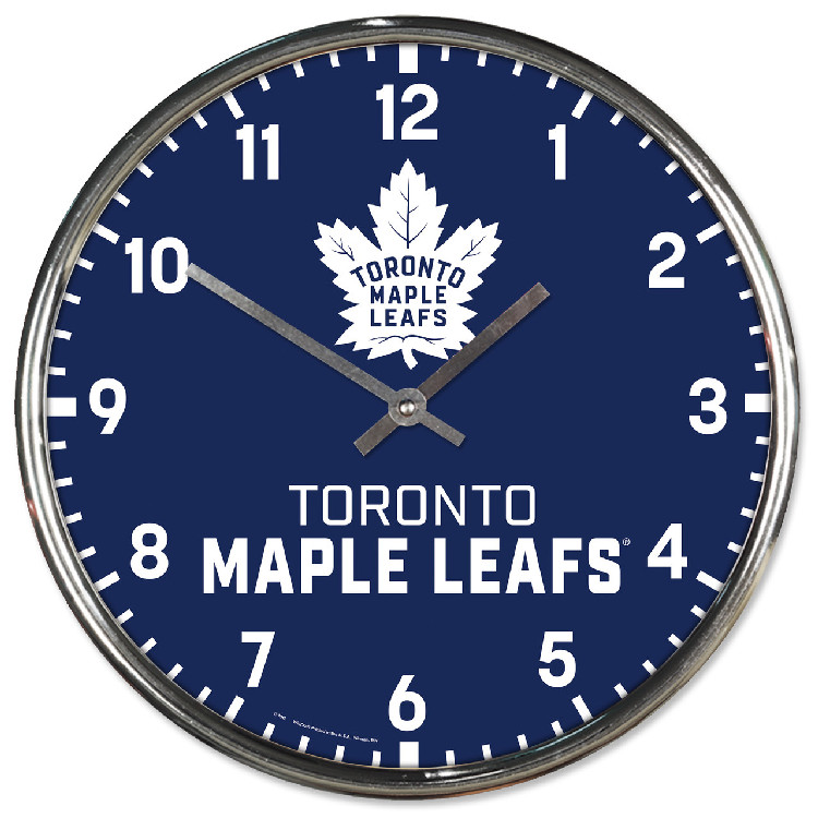 Toronto Maple Leafs Clock Round Wall Style Chrome