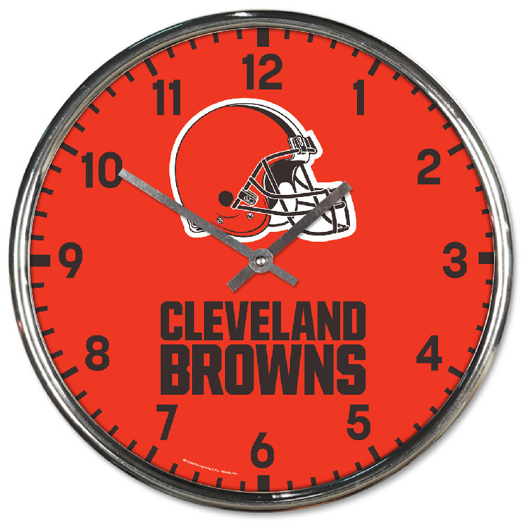 Cleveland Browns Round Chrome Wall Clock