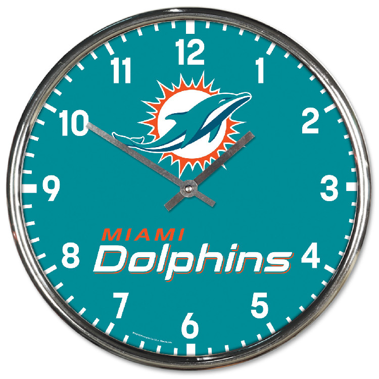 Miami Dolphins Round Chrome Wall Clock