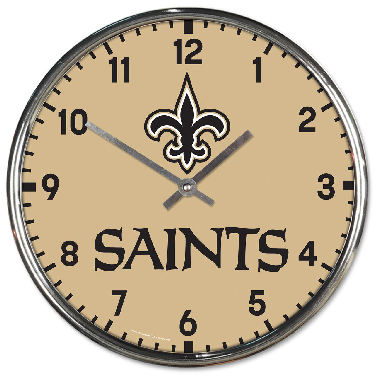 New Orleans Saints Round Chrome Wall Clock