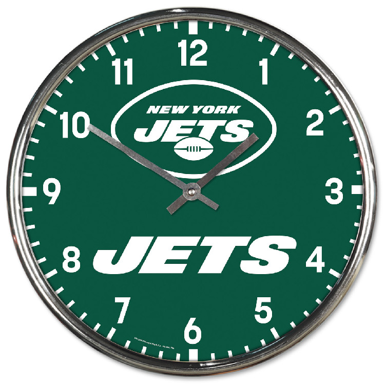 New York Jets Round Chrome Wall Clock