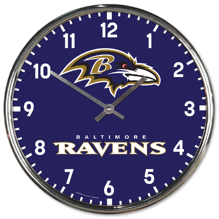 Baltimore Ravens Round Chrome Wall Clock