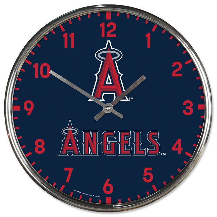 Los Angeles Angels Clock Round Wall Style Chrome