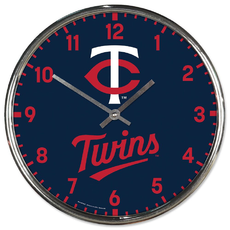 Minnesota Twins Clock Round Wall Style Chrome