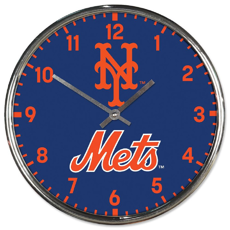 New York Mets Round Chrome Wall Clock