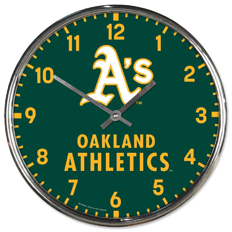 Oakland Athletics Clock Round Wall Style Chrome